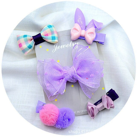 5pcs/set Kawaii Flower Princess Hairpin Girls Kids Hair Clips Bows Accessories For Children Barrette Hairclip Headdress Headwear