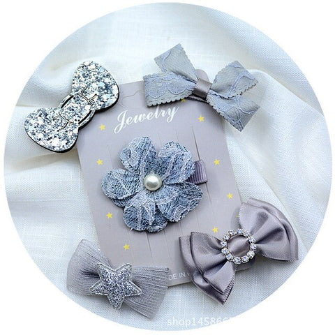 5pcs/set Kawaii Flower Princess Hairpin Girls Kids Hair Clips Bows Accessories For Children Barrette Hairclip Headdress Headwear