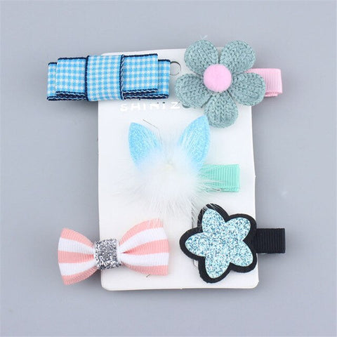 5pcs/set Kawaii Flower Princess Hairpin Girls Kids Hair Clips Bows Accessories For Children Barrette Hairclip Headdress Headwear