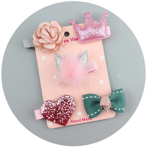 5pcs/set Kawaii Flower Princess Hairpin Girls Kids Hair Clips Bows Accessories For Children Barrette Hairclip Headdress Headwear