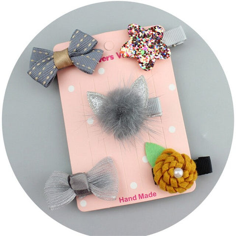 5pcs/set Kawaii Flower Princess Hairpin Girls Kids Hair Clips Bows Accessories For Children Barrette Hairclip Headdress Headwear