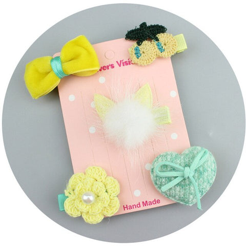 5pcs/set Kawaii Flower Princess Hairpin Girls Kids Hair Clips Bows Accessories For Children Barrette Hairclip Headdress Headwear