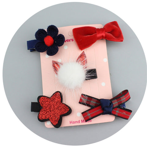 5pcs/set Kawaii Flower Princess Hairpin Girls Kids Hair Clips Bows Accessories For Children Barrette Hairclip Headdress Headwear