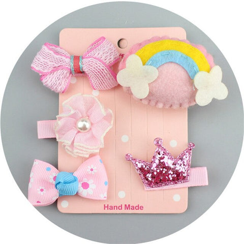 5pcs/set Kawaii Flower Princess Hairpin Girls Kids Hair Clips Bows Accessories For Children Barrette Hairclip Headdress Headwear