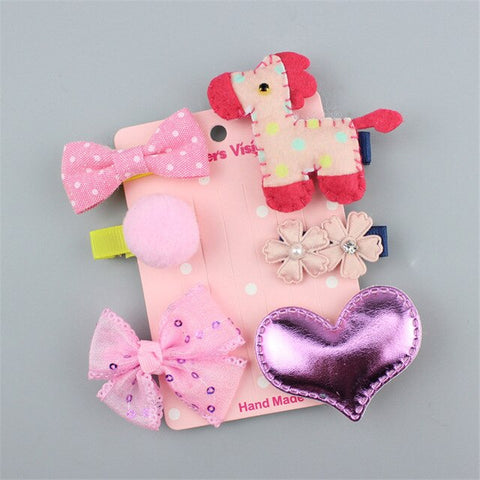 5pcs/set Kawaii Flower Princess Hairpin Girls Kids Hair Clips Bows Accessories For Children Barrette Hairclip Headdress Headwear