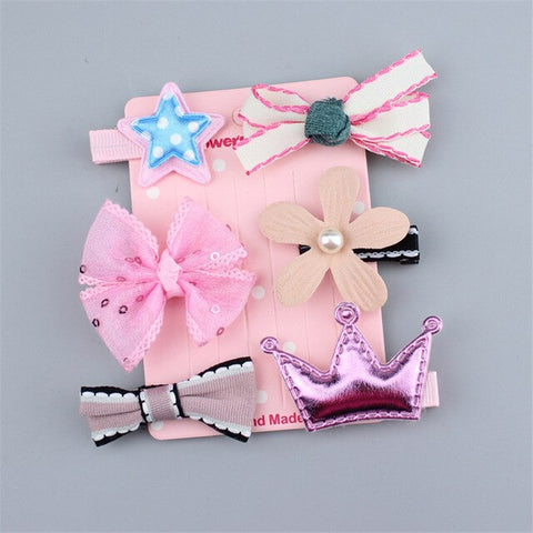 5pcs/set Kawaii Flower Princess Hairpin Girls Kids Hair Clips Bows Accessories For Children Barrette Hairclip Headdress Headwear