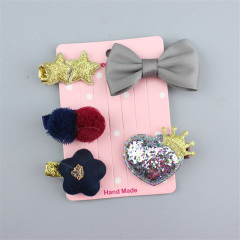 5pcs/set Kawaii Flower Princess Hairpin Girls Kids Hair Clips Bows Accessories For Children Barrette Hairclip Headdress Headwear