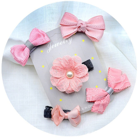 5pcs/set kids girl handmade hair Accessories flowers Bowknot Crown Hairpin child star Cartoon crown hair clips Barrette headwear