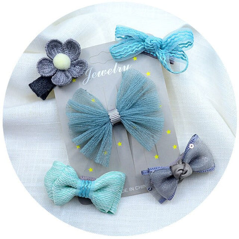 5pcs/set kids girl handmade hair Accessories flowers Bowknot Crown Hairpin child star Cartoon crown hair clips Barrette headwear