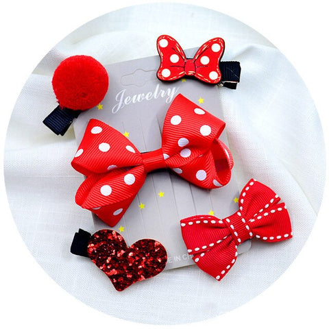 5pcs/set kids girl handmade hair Accessories flowers Bowknot Crown Hairpin child star Cartoon crown hair clips Barrette headwear