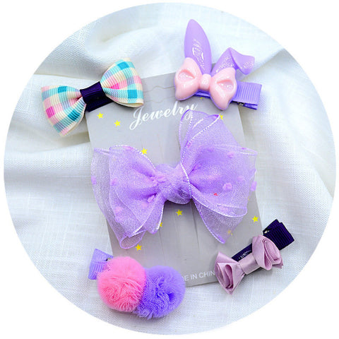 5pcs/set kids girl handmade hair Accessories flowers Bowknot Crown Hairpin child star Cartoon crown hair clips Barrette headwear