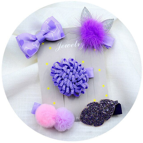 5pcs/set kids girl handmade hair Accessories flowers Bowknot Crown Hairpin child star Cartoon crown hair clips Barrette headwear