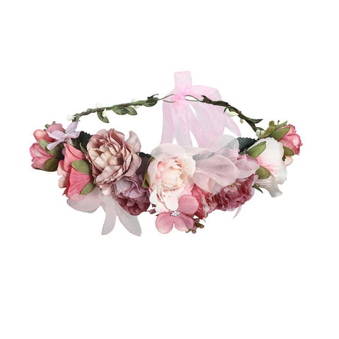 LEVAO Flower Headband Hairwear Bridal Hair Ornament Fabric Flower Crown Wedding Hair Accessories Headbands Floral Head Wreath