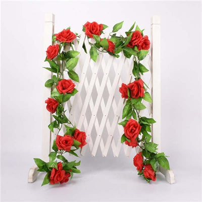 1 Pcs Silk Roses Ivy Vine with Green Leaves For Home Wedding Decoration Fake leaf diy Hanging Garland Artificial Flowers