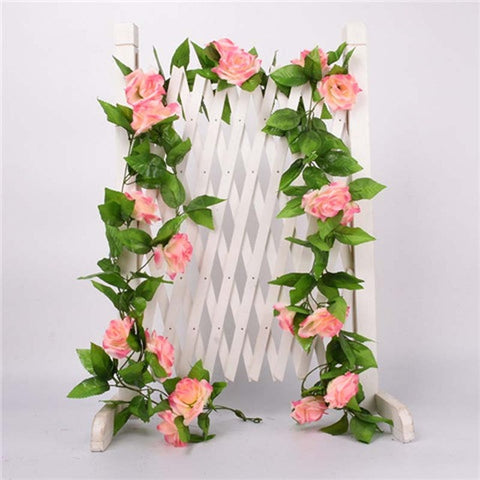 1 Pcs Silk Roses Ivy Vine with Green Leaves For Home Wedding Decoration Fake leaf diy Hanging Garland Artificial Flowers