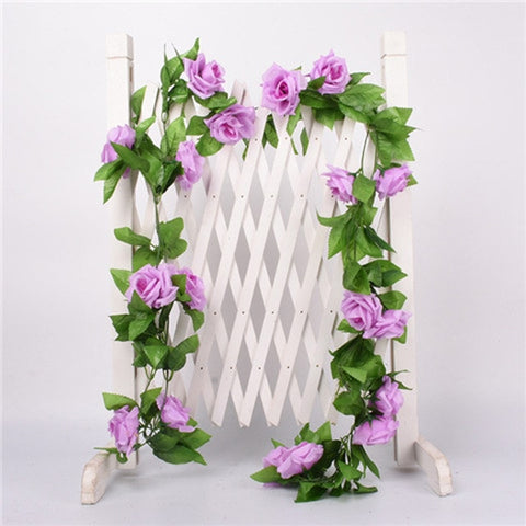 1 Pcs Silk Roses Ivy Vine with Green Leaves For Home Wedding Decoration Fake leaf diy Hanging Garland Artificial Flowers