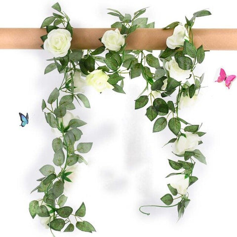 1 Pcs Silk Roses Ivy Vine with Green Leaves For Home Wedding Decoration Fake leaf diy Hanging Garland Artificial Flowers