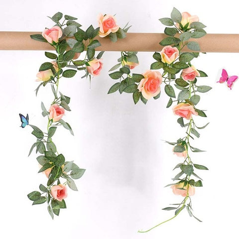 1 Pcs Silk Roses Ivy Vine with Green Leaves For Home Wedding Decoration Fake leaf diy Hanging Garland Artificial Flowers