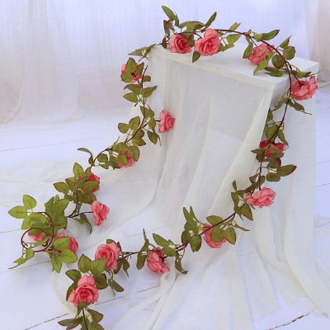 1 Pcs Silk Roses Ivy Vine with Green Leaves For Home Wedding Decoration Fake leaf diy Hanging Garland Artificial Flowers