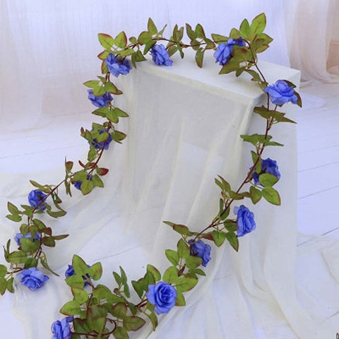 1 Pcs Silk Roses Ivy Vine with Green Leaves For Home Wedding Decoration Fake leaf diy Hanging Garland Artificial Flowers