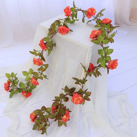 1 Pcs Silk Roses Ivy Vine with Green Leaves For Home Wedding Decoration Fake leaf diy Hanging Garland Artificial Flowers