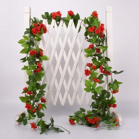 1 Pcs Silk Roses Ivy Vine with Green Leaves For Home Wedding Decoration Fake leaf diy Hanging Garland Artificial Flowers