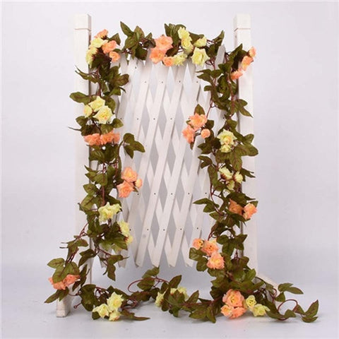 1 Pcs Silk Roses Ivy Vine with Green Leaves For Home Wedding Decoration Fake leaf diy Hanging Garland Artificial Flowers