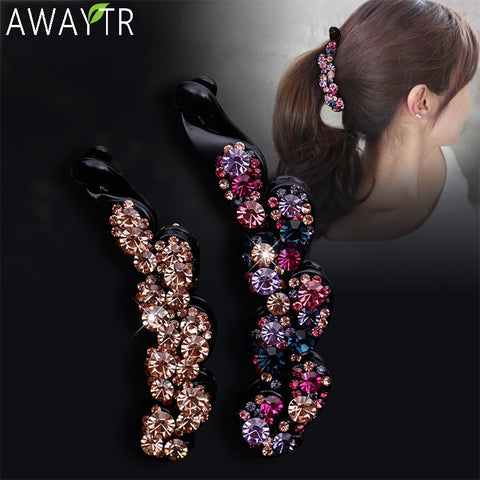 Ladies Bow Hair Claw Clip Banana Hair Clip Flower Multicolor Crystal Women Hairbands Fashion Women Hairpin Hair Accsessories