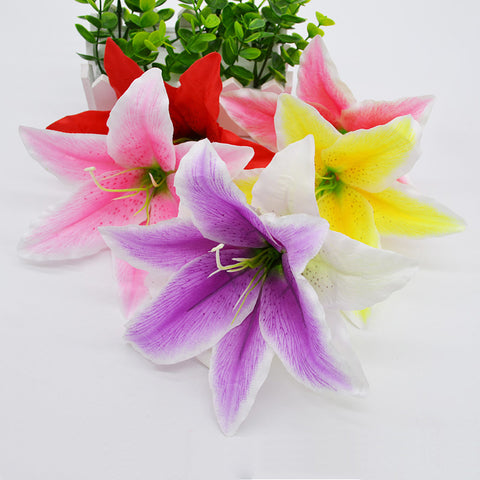 10pcs/lot 18cm Silk Lily Artificial Flower Head For Wedding Decoration DIY Garland Decorative Floristry Fake Flowers