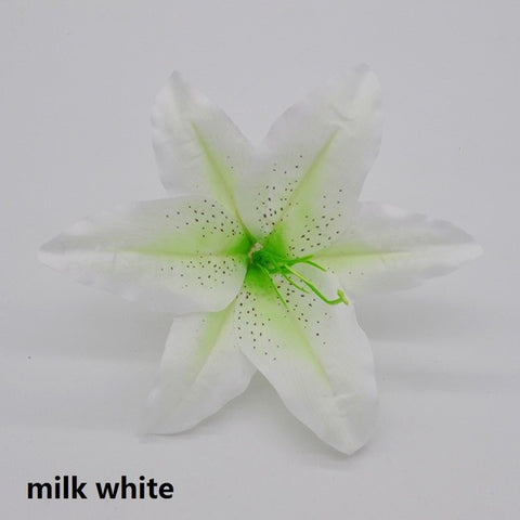 10pcs/lot 18cm Silk Lily Artificial Flower Head For Wedding Decoration DIY Garland Decorative Floristry Fake Flowers