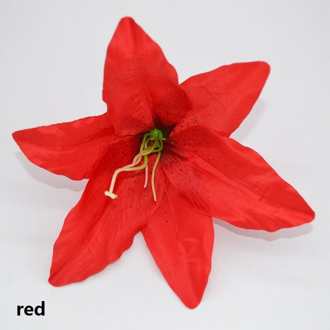 10pcs/lot 18cm Silk Lily Artificial Flower Head For Wedding Decoration DIY Garland Decorative Floristry Fake Flowers