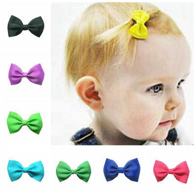 2018 Newborn Child Headbands Flower Mini Satin Ribbon Bow With Clips Hair Barrette Clips Kids Accessories Cute Headwrap 2.5Inch