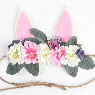 Naturalwell Easter Bunny ear headband Girls flower headbands Kids crown hairband Children's rabbit hair accessories HB138D