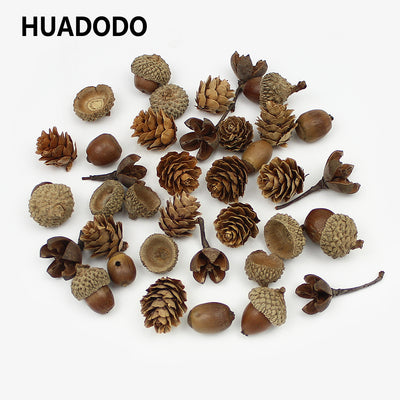 HUADODO 20Pieces Natural Dried flowers Pine cone Acorn Artificial Flower For Home Christmas DIY Garland Wreath Decoration