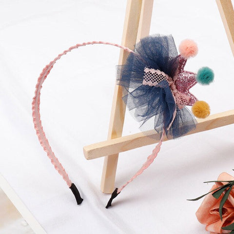 Lace Flower Hair Band With Sequin Crown Patch Headband For Girls/Kids High Quality Headwear Elastic Hairbands Hair Accessories