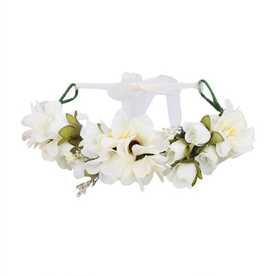 AWAYTR New Fashion Boho Bride Flower Crown Headdress Women Wedding Hair Accessories Wreath Girl Floral Headband for Party Photo