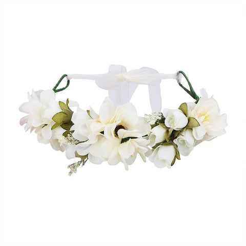 AWAYTR New Fashion Boho Bride Flower Crown Headdress Women Wedding Hair Accessories Wreath Girl Floral Headband for Party Photo