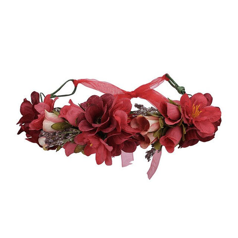 AWAYTR New Fashion Boho Bride Flower Crown Headdress Women Wedding Hair Accessories Wreath Girl Floral Headband for Party Photo