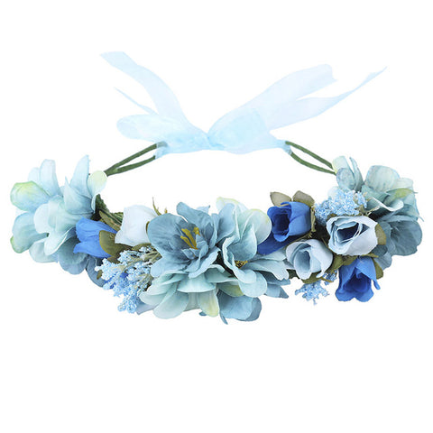 AWAYTR New Fashion Boho Bride Flower Crown Headdress Women Wedding Hair Accessories Wreath Girl Floral Headband for Party Photo