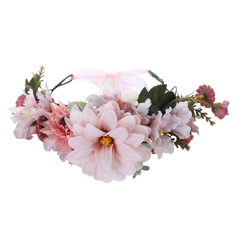 AWAYTR New Fashion Boho Bride Flower Crown Headdress Women Wedding Hair Accessories Wreath Girl Floral Headband for Party Photo