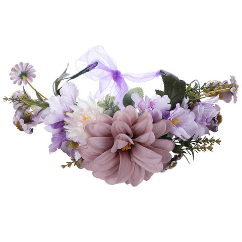 AWAYTR New Fashion Boho Bride Flower Crown Headdress Women Wedding Hair Accessories Wreath Girl Floral Headband for Party Photo