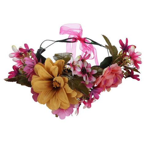 AWAYTR New Fashion Boho Bride Flower Crown Headdress Women Wedding Hair Accessories Wreath Girl Floral Headband for Party Photo