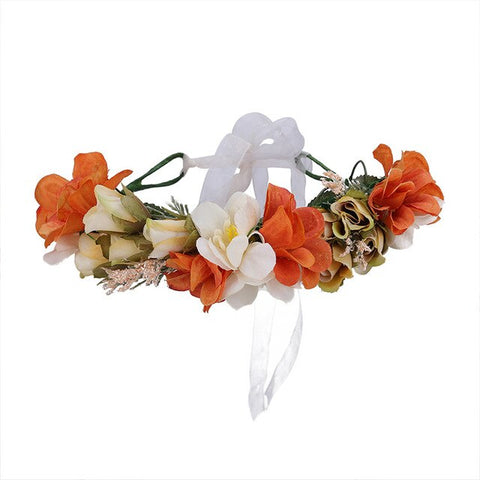 AWAYTR New Fashion Boho Bride Flower Crown Headdress Women Wedding Hair Accessories Wreath Girl Floral Headband for Party Photo