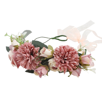 Haimekang Women Wedding Floral Crown Head Band Floral Head Wreath Flower Headband Bridesmaid Bridal Garland Forehead Hair Band