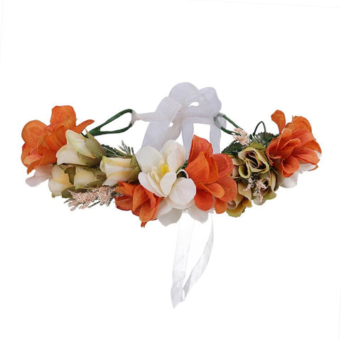 Haimekang Women Wedding Floral Crown Head Band Floral Head Wreath Flower Headband Bridesmaid Bridal Garland Forehead Hair Band
