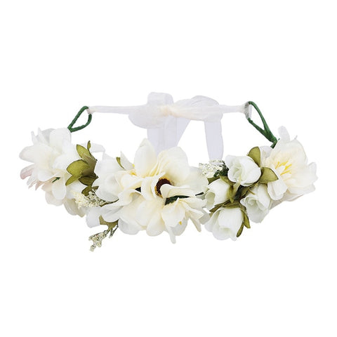 Haimekang Women Wedding Floral Crown Head Band Floral Head Wreath Flower Headband Bridesmaid Bridal Garland Forehead Hair Band