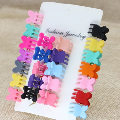 isnice Cartoon Girls Cute Rabbit Children Hair Gripper Lovely Candy Color Mini Scrub Small Crabs Hair Claw Flower Hair Clips