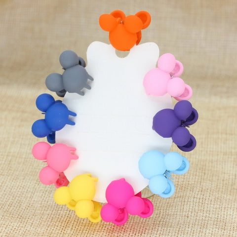 isnice Cartoon Girls Cute Rabbit Children Hair Gripper Lovely Candy Color Mini Scrub Small Crabs Hair Claw Flower Hair Clips