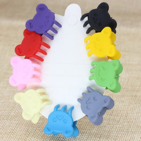 isnice Cartoon Girls Cute Rabbit Children Hair Gripper Lovely Candy Color Mini Scrub Small Crabs Hair Claw Flower Hair Clips