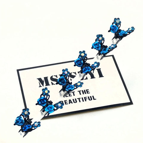 Fashion 6PCS/Lot Small Cute Crystal Flowers Metal Hair Claws Hair Clip Girls Fashion Headdress Hair Oranment Hair Accessories